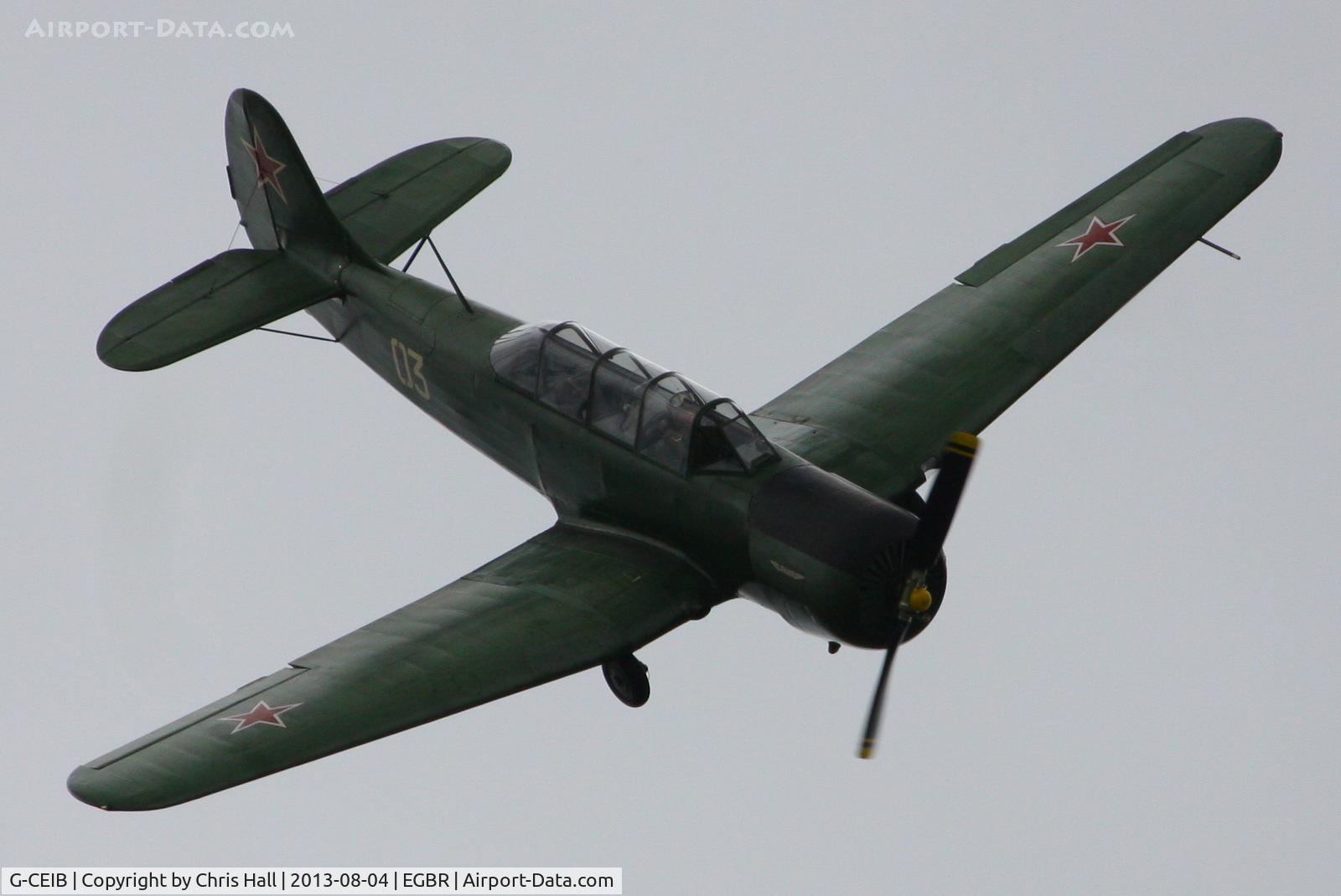 G-CEIB, 1958 Yakovlev Yak-18A C/N 1160403, displaying at Breighton's Summer Fly-in