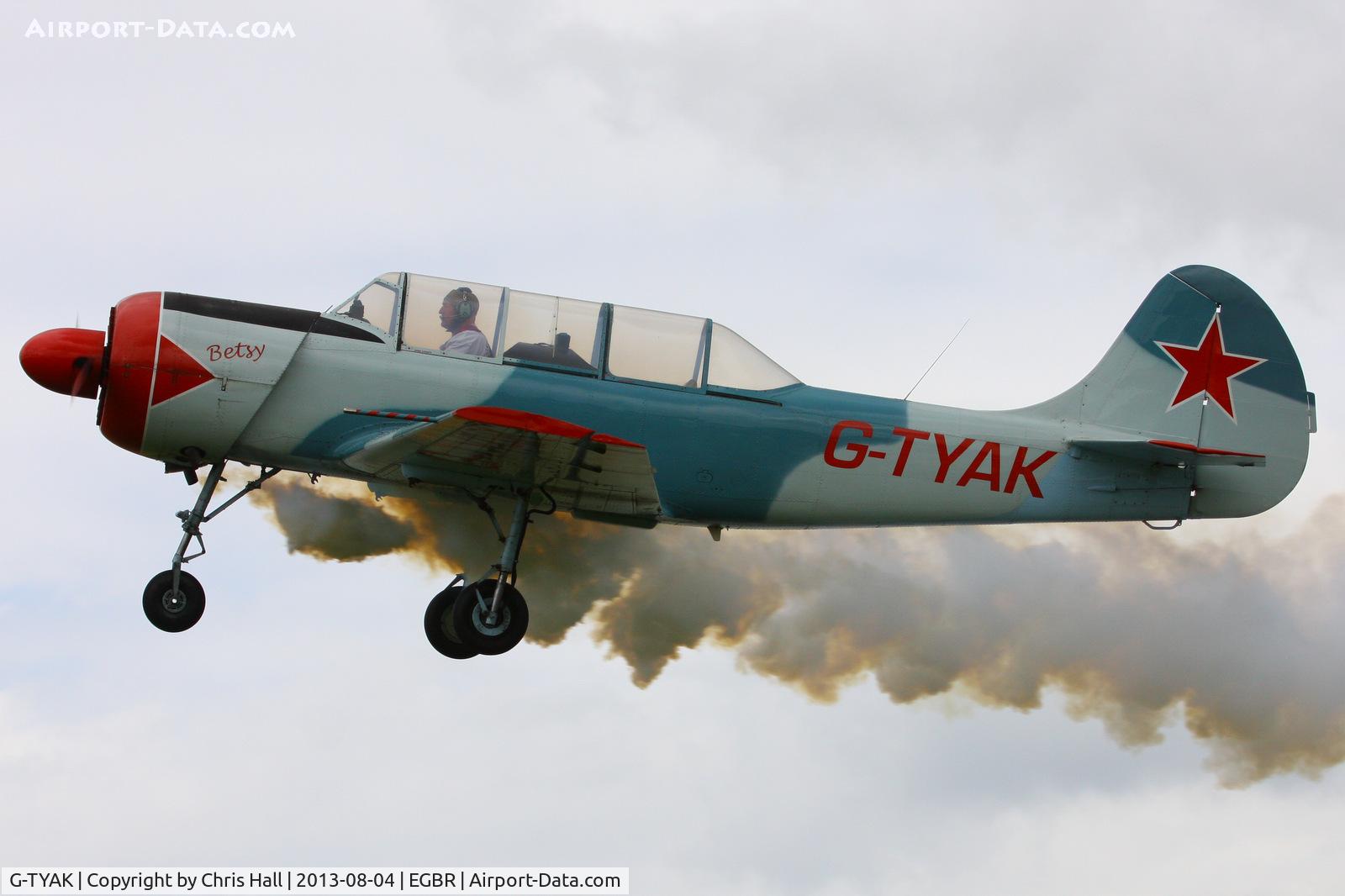 G-TYAK, 1989 Bacau Yak-52 C/N 899907, displaying at Breighton's Summer Fly-in