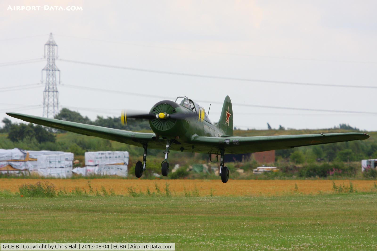 G-CEIB, 1958 Yakovlev Yak-18A C/N 1160403, displaying at Breighton's Summer Fly-in