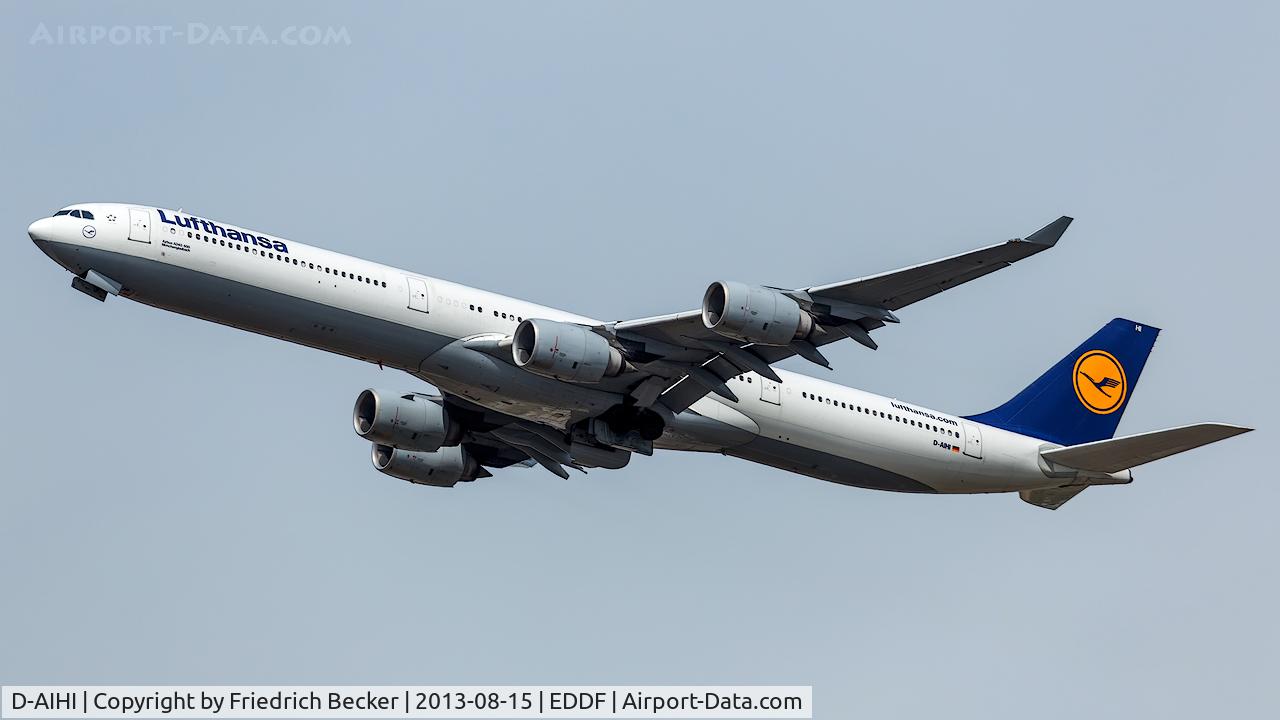 D-AIHI, 2004 Airbus A340-642 C/N 569, departure from Frankfurt