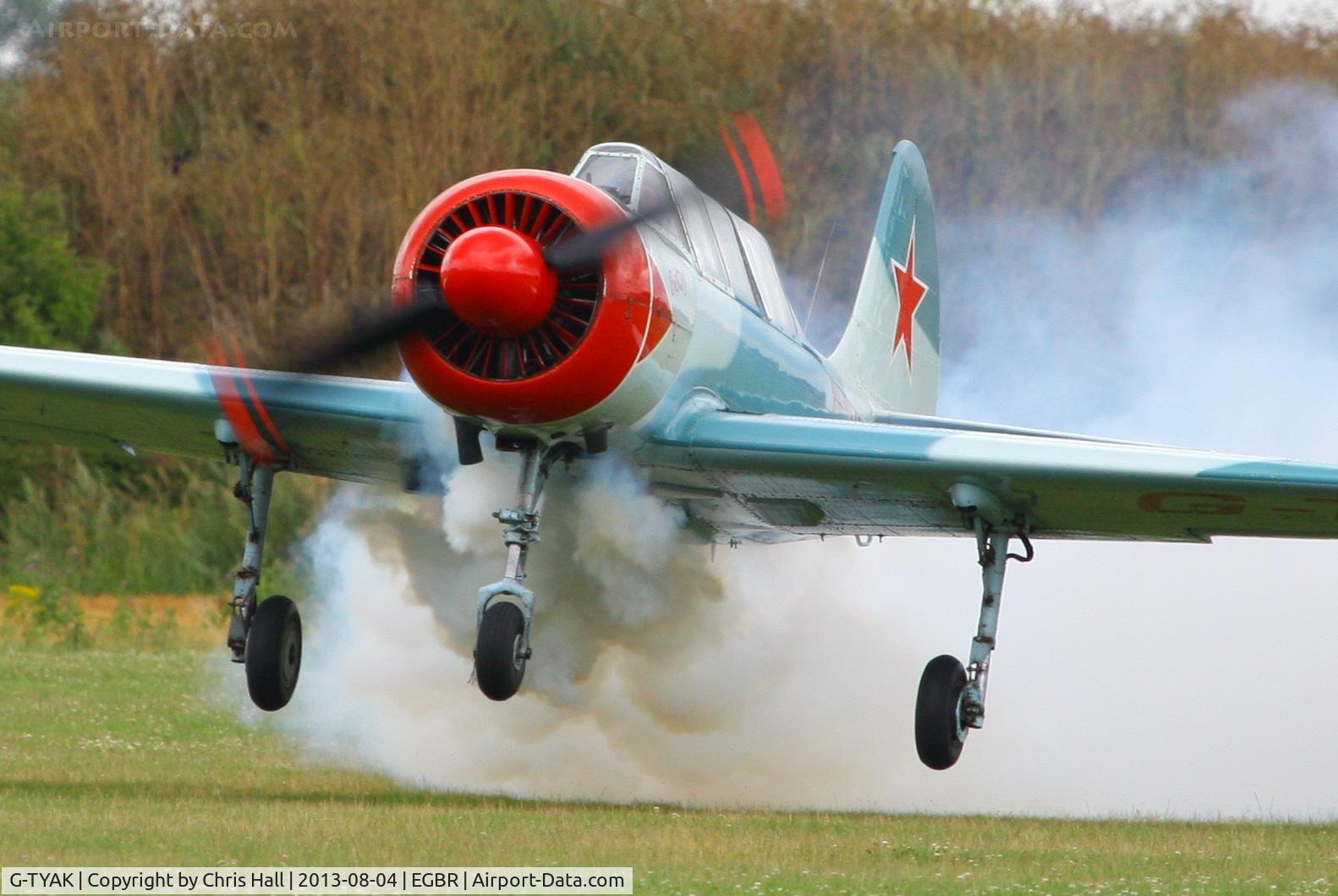 G-TYAK, 1989 Bacau Yak-52 C/N 899907, displaying at Breighton's Summer Fly-in