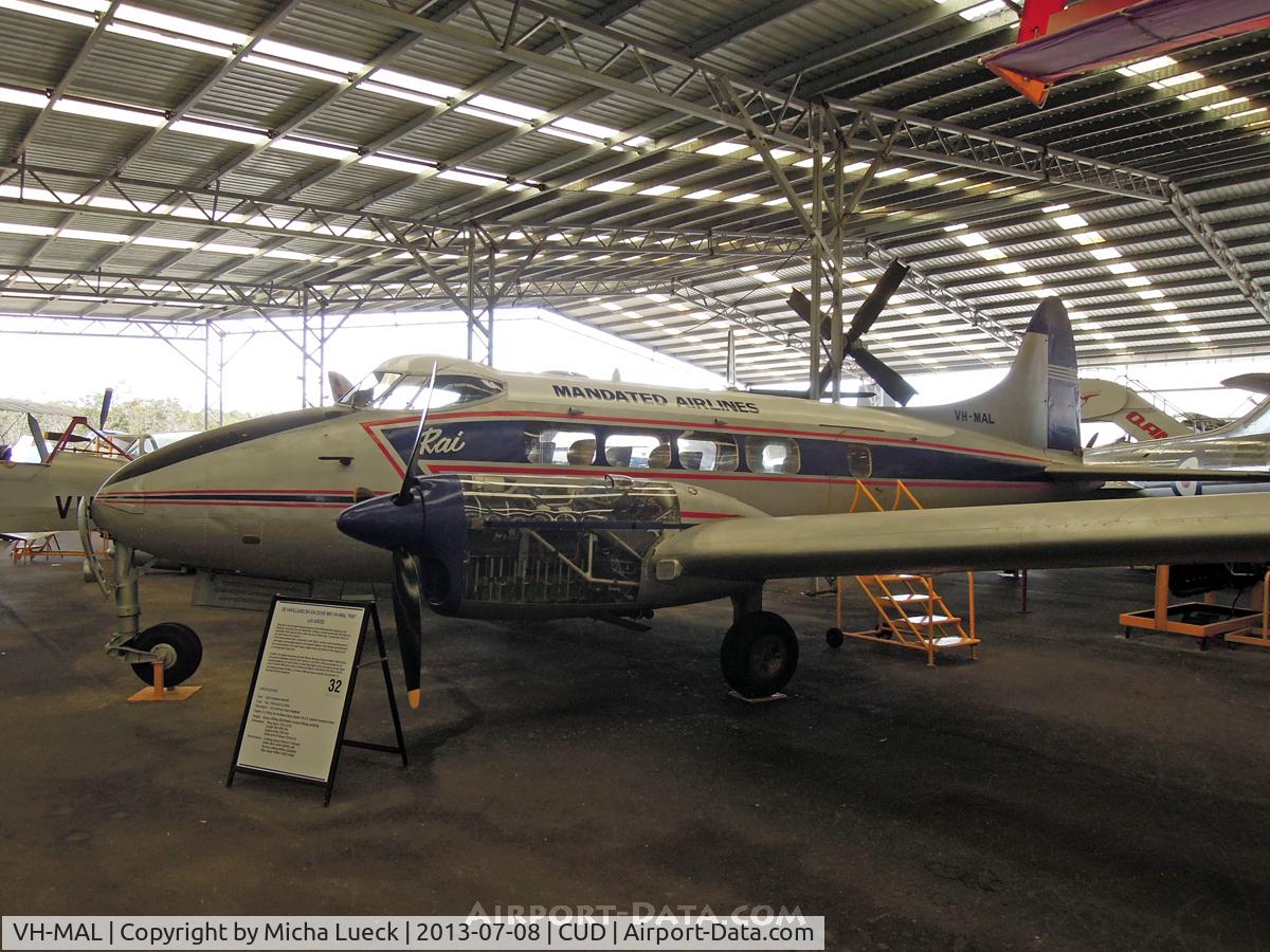 VH-MAL, 1948 De Havilland DH-104 Dove 1 C/N 04120, At the Queensland Air Museum, Caloundra