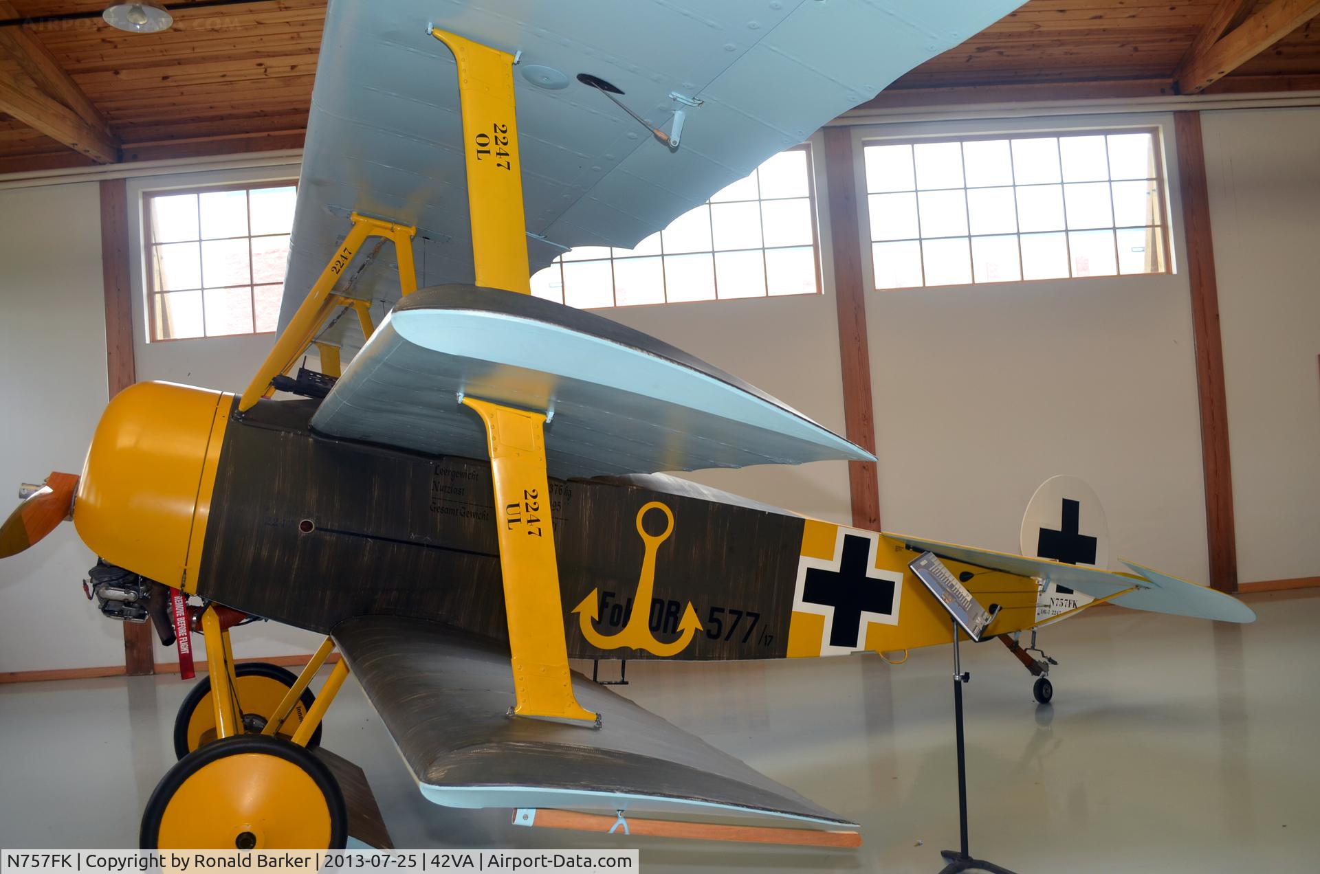 N757FK, Fokker Dr.1 Triplane Replica C/N 1972, Military Aviation Museum, Pungo, VA