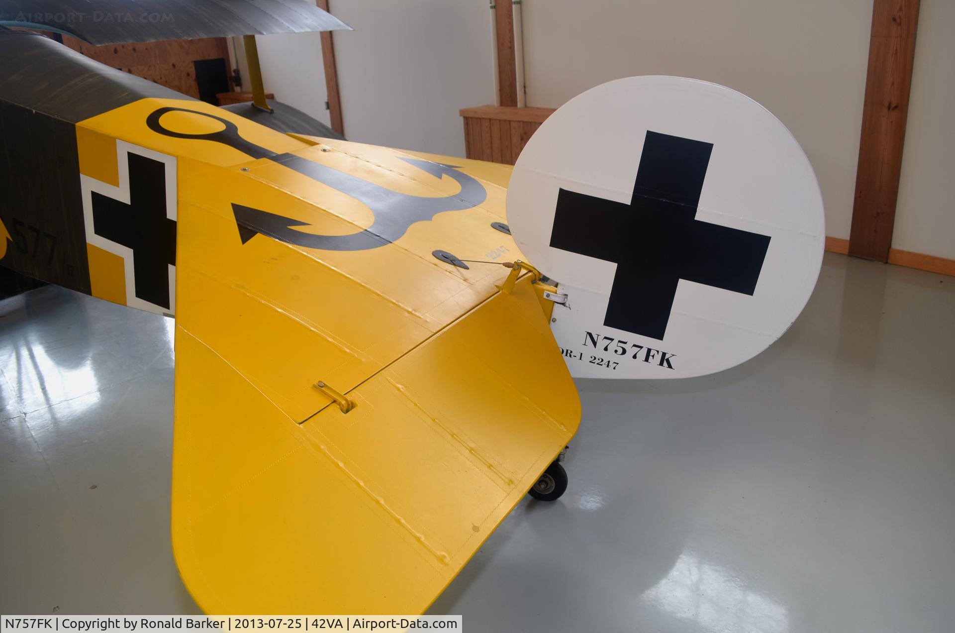N757FK, Fokker Dr.1 Triplane Replica C/N 1972, Military Aviation Museum, Pungo, VA