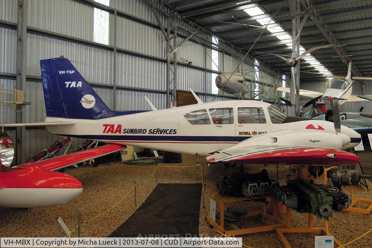 VH-MBX, 1967 Piper PA-23-250 Aztec C/N 27-2007, Marked VH-TGP. At the Queensland Air Museum, Caloundra