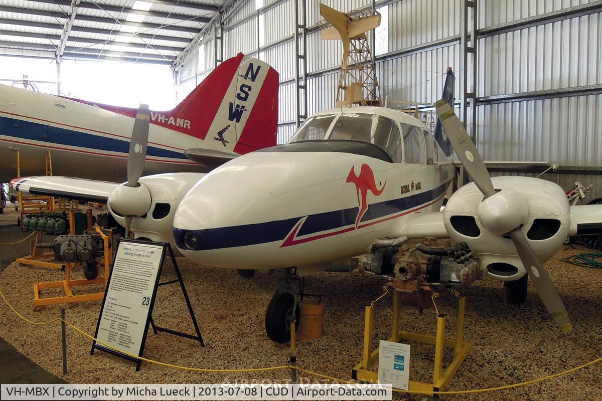 VH-MBX, 1967 Piper PA-23-250 Aztec C/N 27-2007, Marked VH-TGP. At the Queensland Air Museum, Caloundra