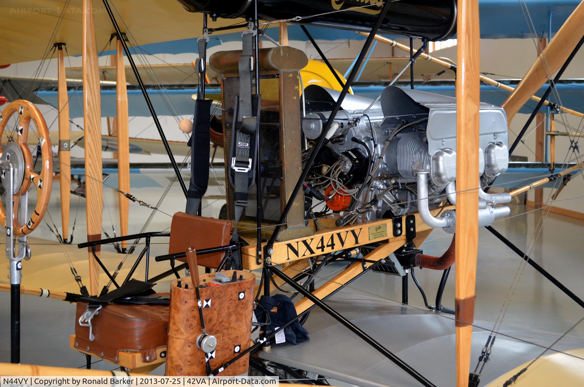 N44VY, Curtiss D Pusher Replica C/N 01BC, Cockpit and engine, Military Aviation Museum, Pungo, VA