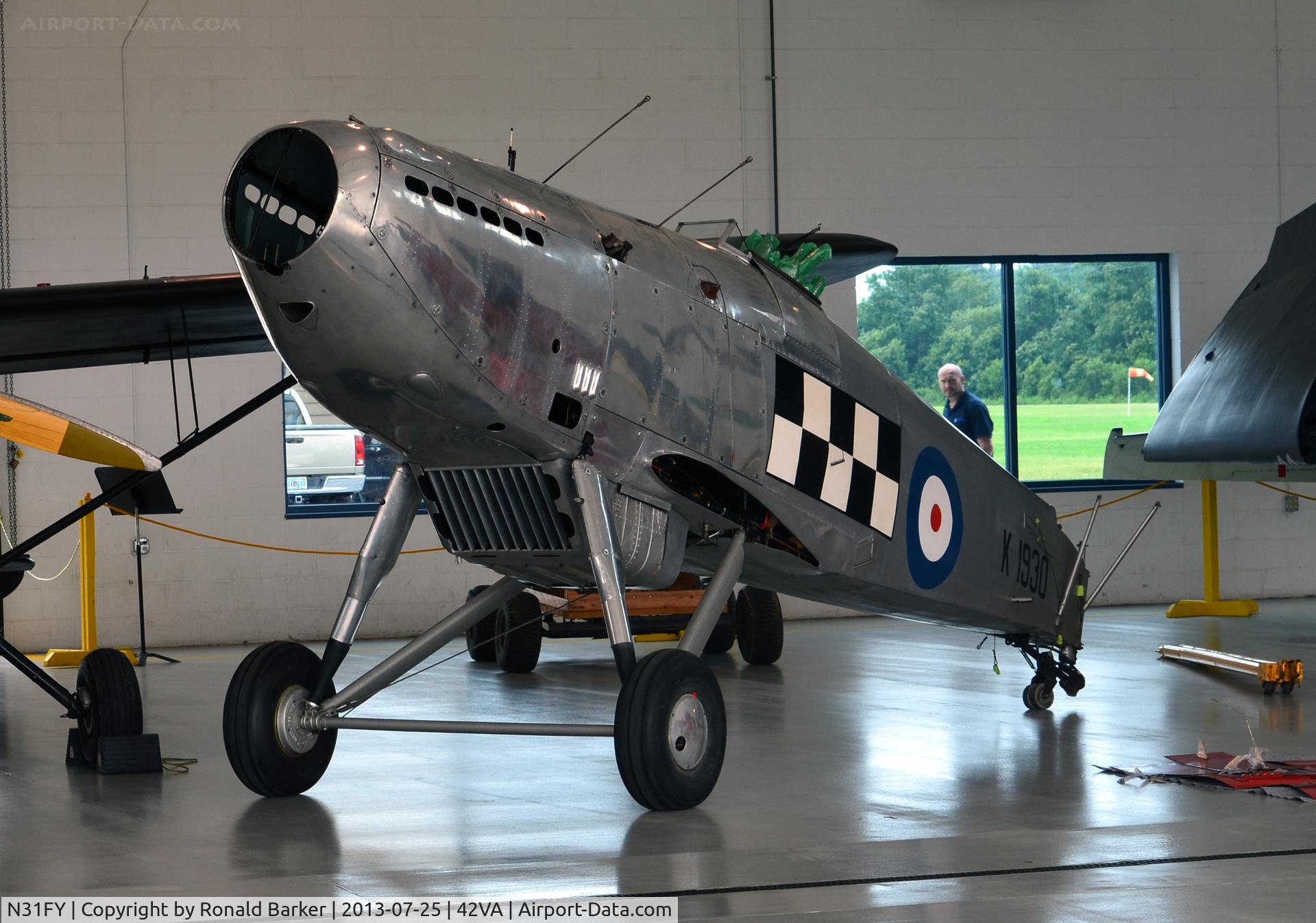 N31FY, 1982 Hawker Fury Mk1 (replica) C/N WA6, Under maintenance Military Aviation Museum, Pungo, VA