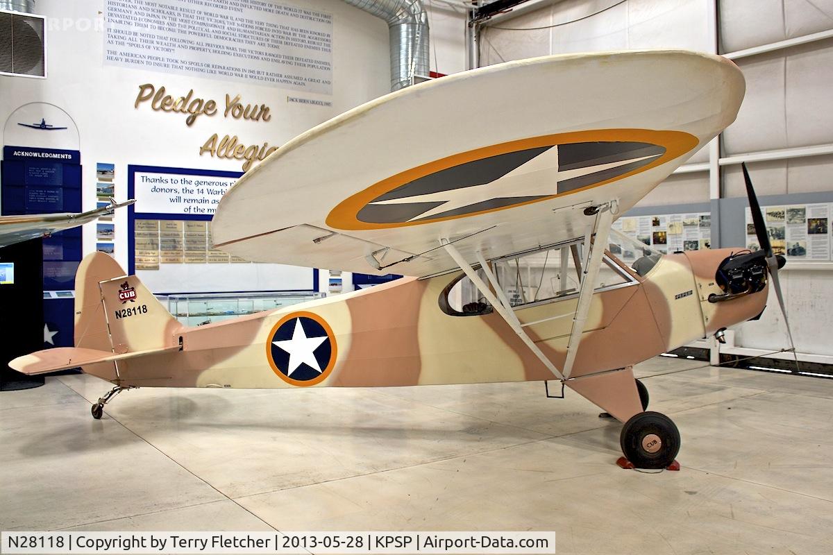 N28118, 1940 Piper J3L-65 Cub C/N 4594, Displayed at the Palm Springs Air Museum , California
