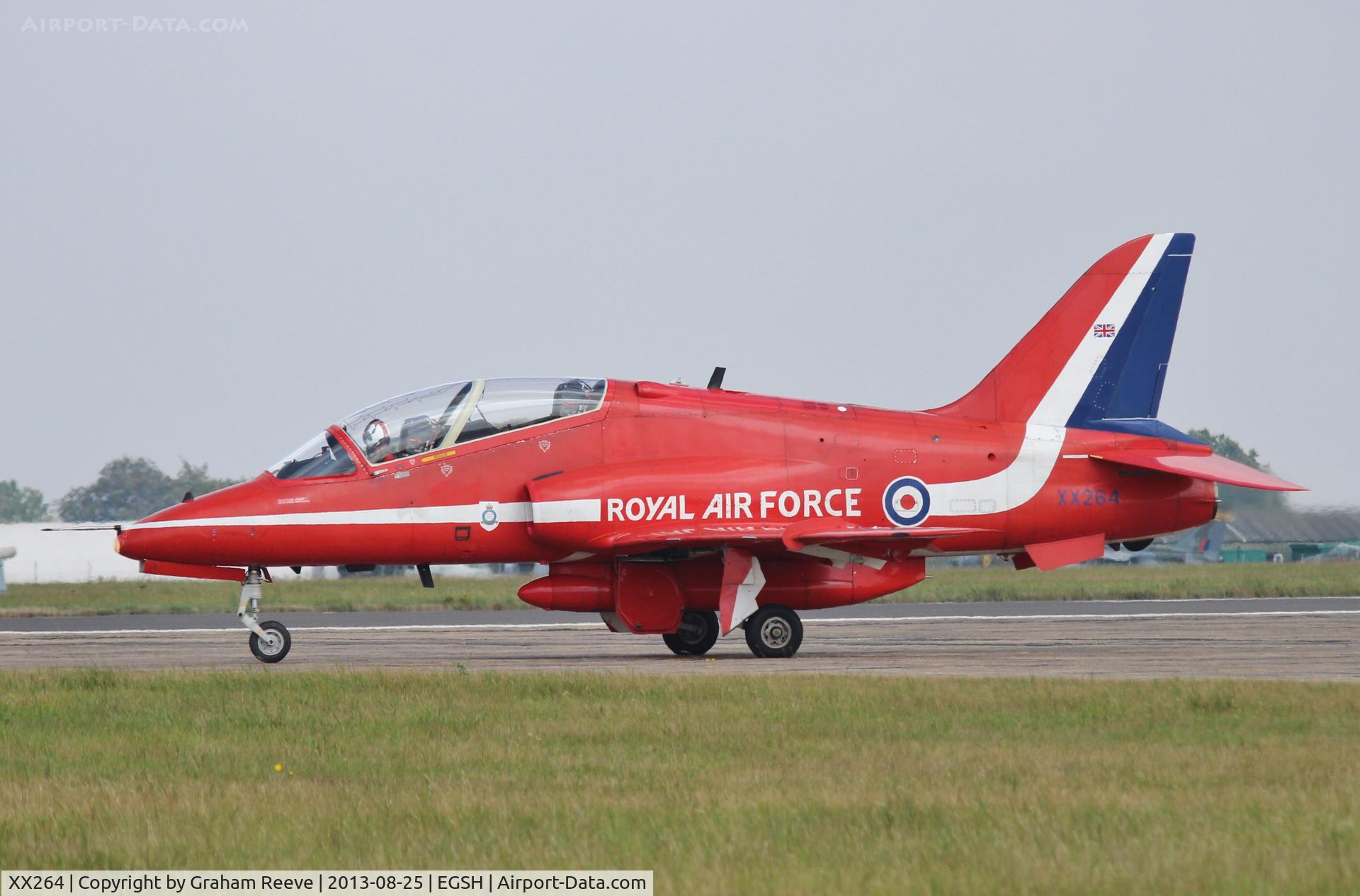 XX264, 1978 Hawker Siddeley Hawk T.1A C/N 100/312100, About to take off from runway 09 at Norwich.