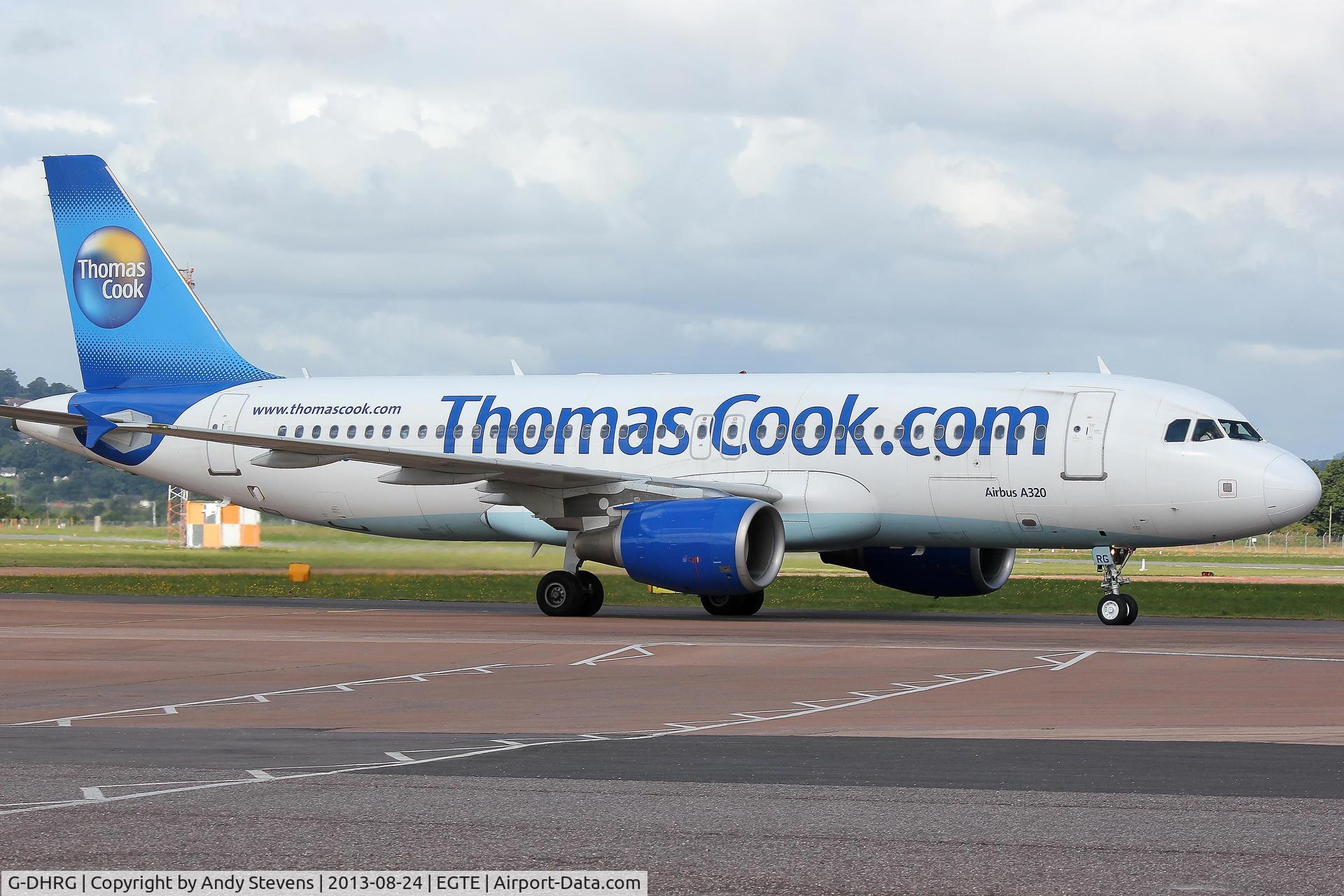 G-DHRG, 2003 Airbus A320-214 C/N 1942, Taxiing to stand after arriving from Palma