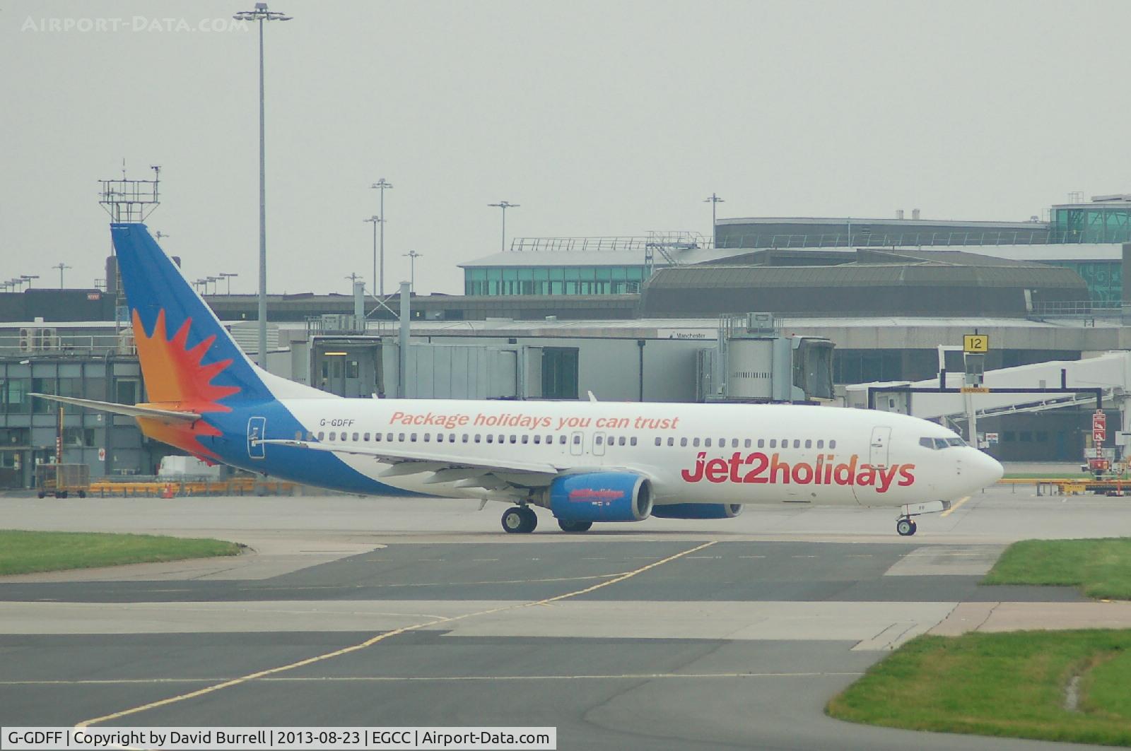 G-GDFF, 1999 Boeing 737-85P C/N 28385, Jet2 Boeing 737-85P taxiing at Manchester Airport.