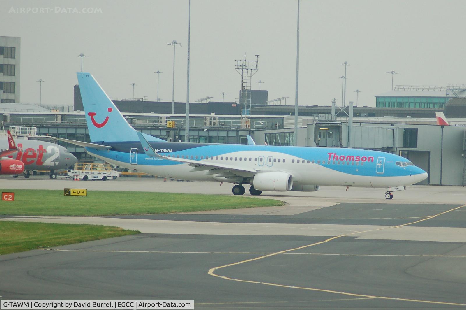 G-TAWM, 2013 Boeing 737-8K5 C/N 37249, Thomson Boeing 737-8K5 taxiing at Manchester Airport.