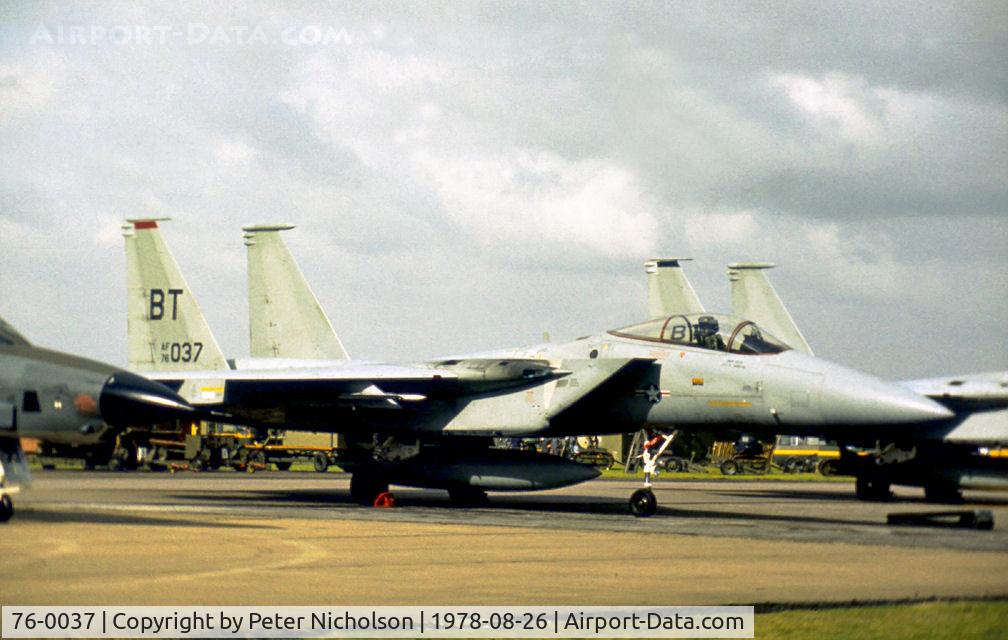 76-0037, 1976 McDonnell Douglas F-15A Eagle C/N 0219/A189, F-15A Eagle of 525th Tactical Fighter Squadron/36th Tactical Fighter Wing based at Bitburg on display at the 1978 RAF Binbrook Airshow.