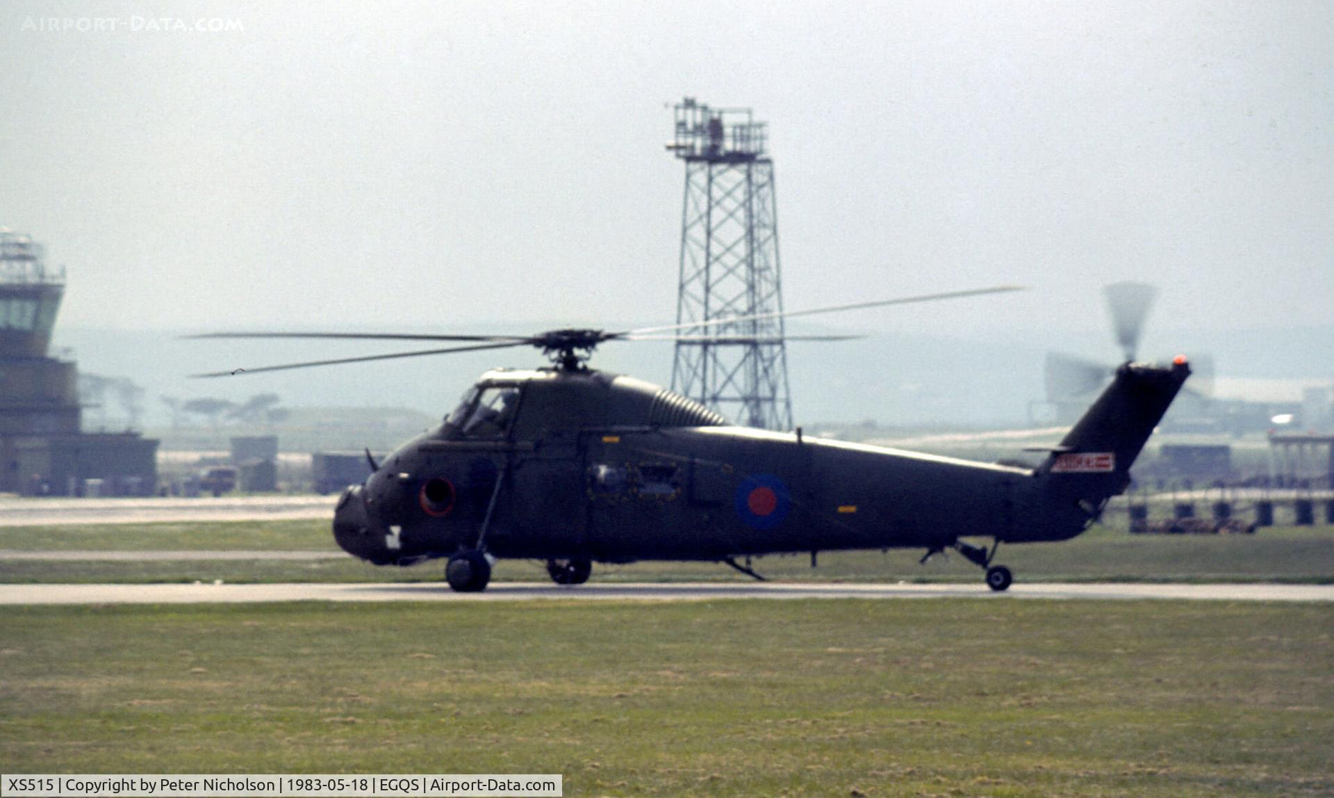 XS515, 1964 Westland Wessex HU.5 C/N WA184, Wessex HU.5 of 848 Squadron visiting RAF Lossiemouth in May 1983.