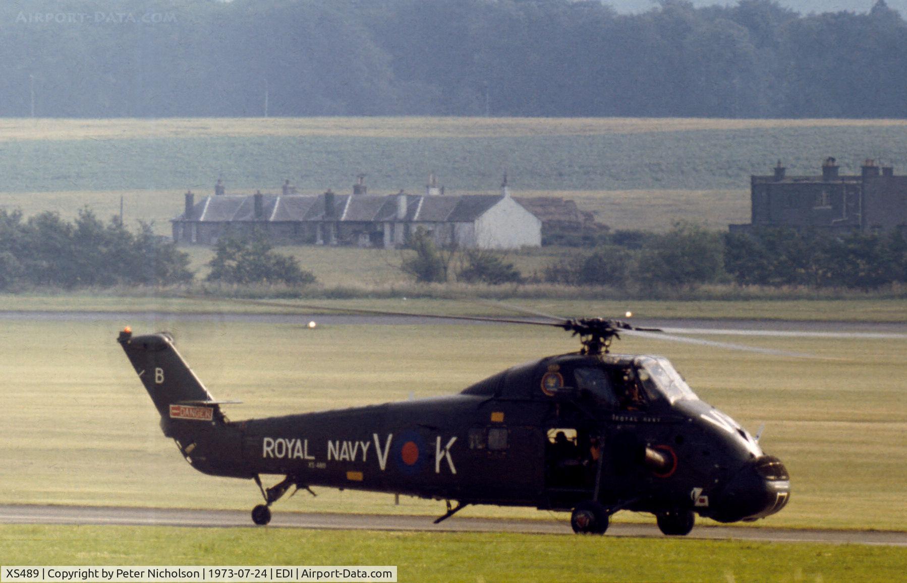 XS489, 1964 Westland Wessex HU.5 C/N WA163, Wessex HU.5 of 848 Squadron at RNAS Yeovilton visiting Edinburgh in the Summer of 1973.