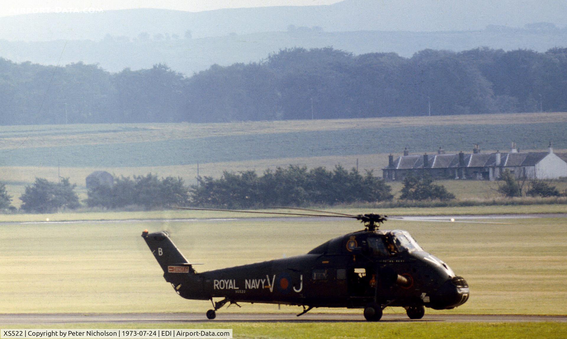XS522, 1965 Westland Wessex HU.5 C/N WA191, Wessex HU.5 of 848 Squadron at RNAS Yeovilton visiting Edinburgh in the Summer of 1973.