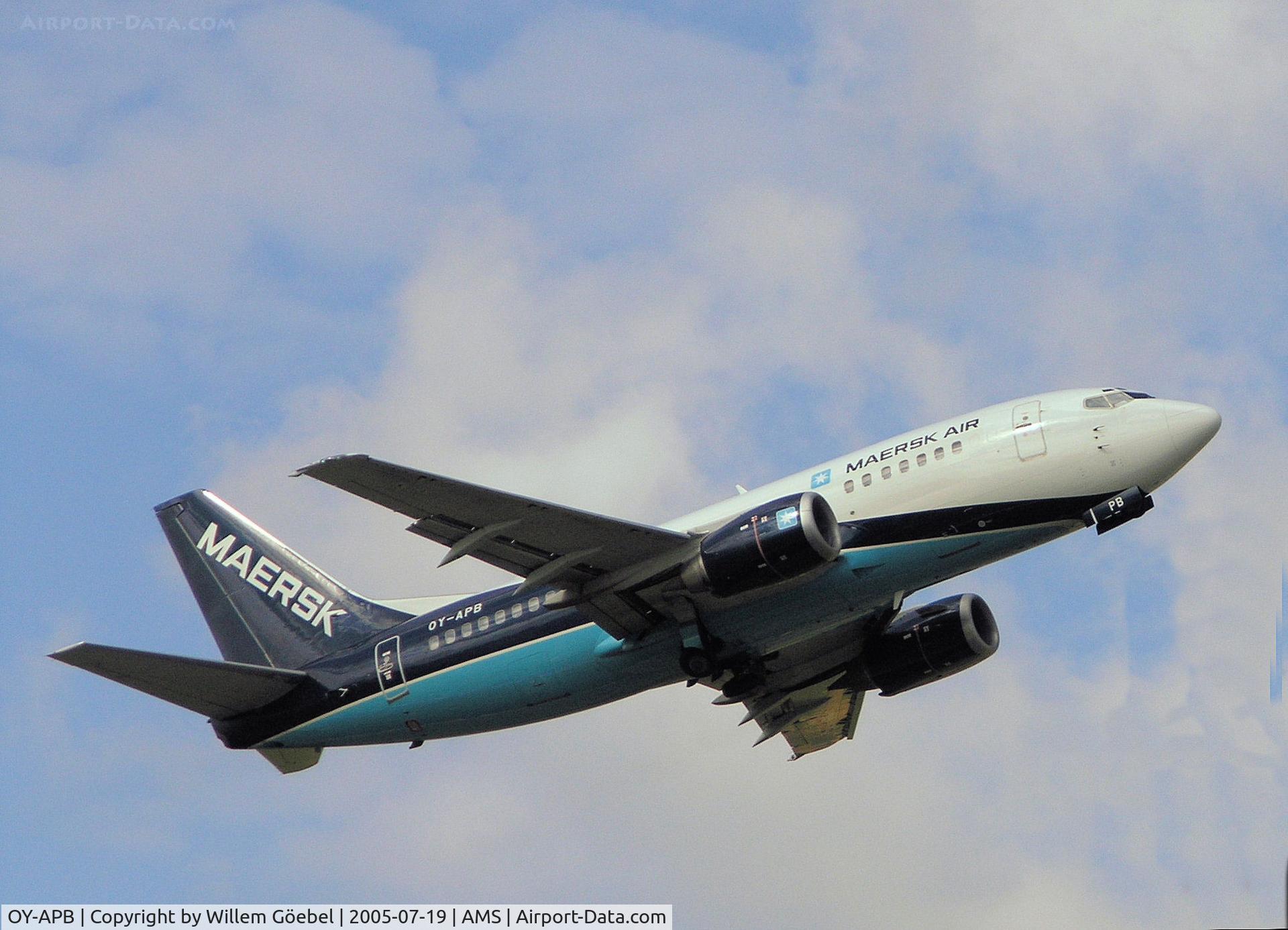 OY-APB, 1996 Boeing 737-5L9 C/N 28084, Take off from runway L36 of Schiphol Airport
