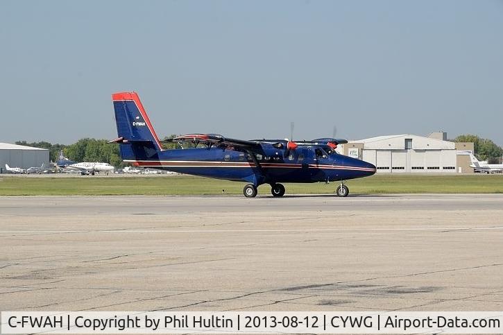 C-FWAH, 1969 De Havilland Canada DHC-6-300 Twin Otter C/N 240, Running up engines prior to take-off, Winnipeg International Airport, August 12, 2013
