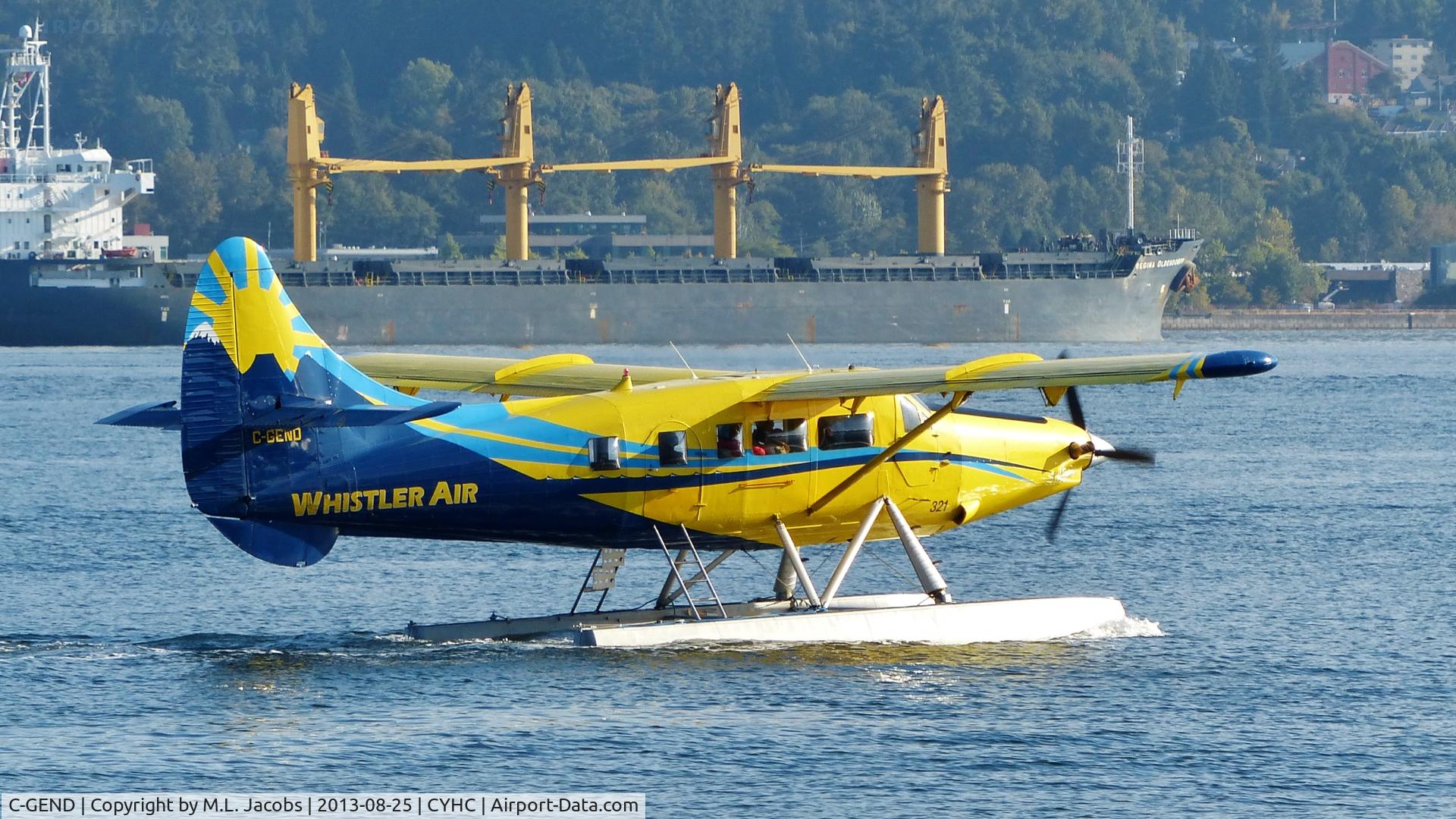C-GEND, 1960 De Havilland Canada DHC-3 Otter C/N 371, Whistler Air #321 taxiing out for takeoff in Coal Harbour.