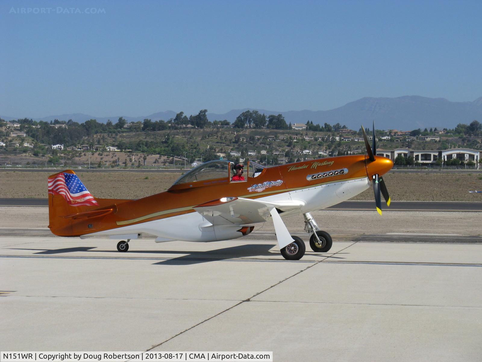 N151WR, 2001 Papa 51 Thunder Mustang C/N 24, 2001 Balz TM-1 THUNDER MUSTANG 'Cloud Chaser', Falconer V-12 640 Hp, 75% scale carbon fiber P-51, 102 gallons, Cruise-345 mph, Vne 505 mph, where's the nearest fuel pump?, taxi