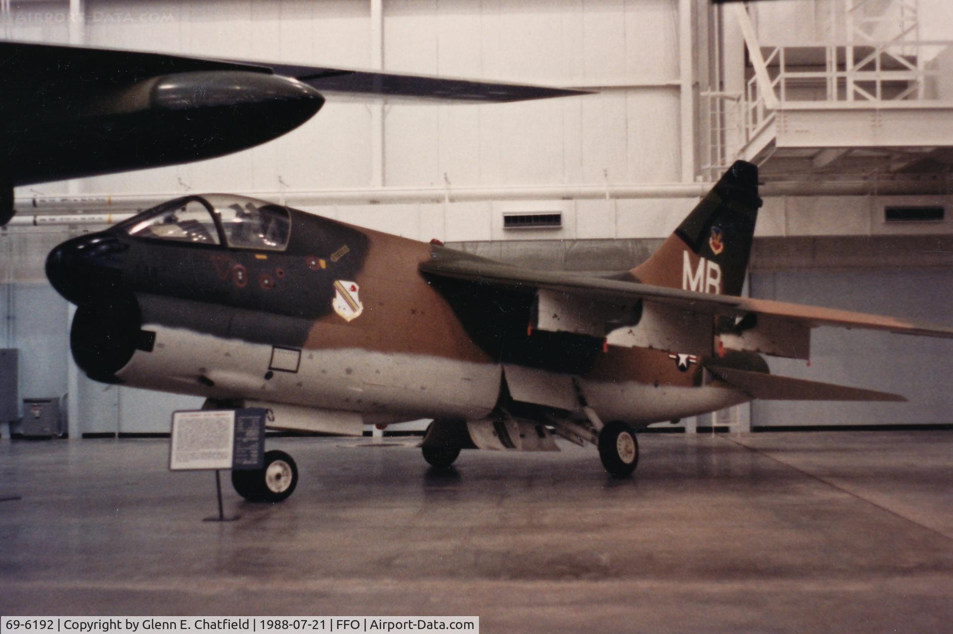 69-6192, 1969 LTV A-7D Corsair II C/N D-022, At the National Museum of the USAF marked as 70-0970, flown by Maj. Colin A. Clarke on a 9-hour rescue support mission for which he received the Air Force Cross.  NMUSAF replaced it in 1992 by the real 70-0970.