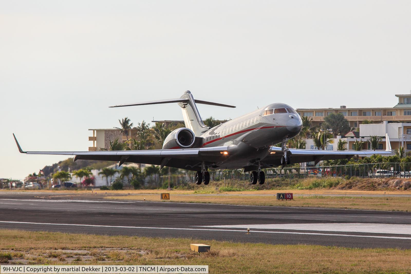 9H-VJC, 2011 Bombardier BD-700-1A10 Global Express C/N 9448, landing SXM
