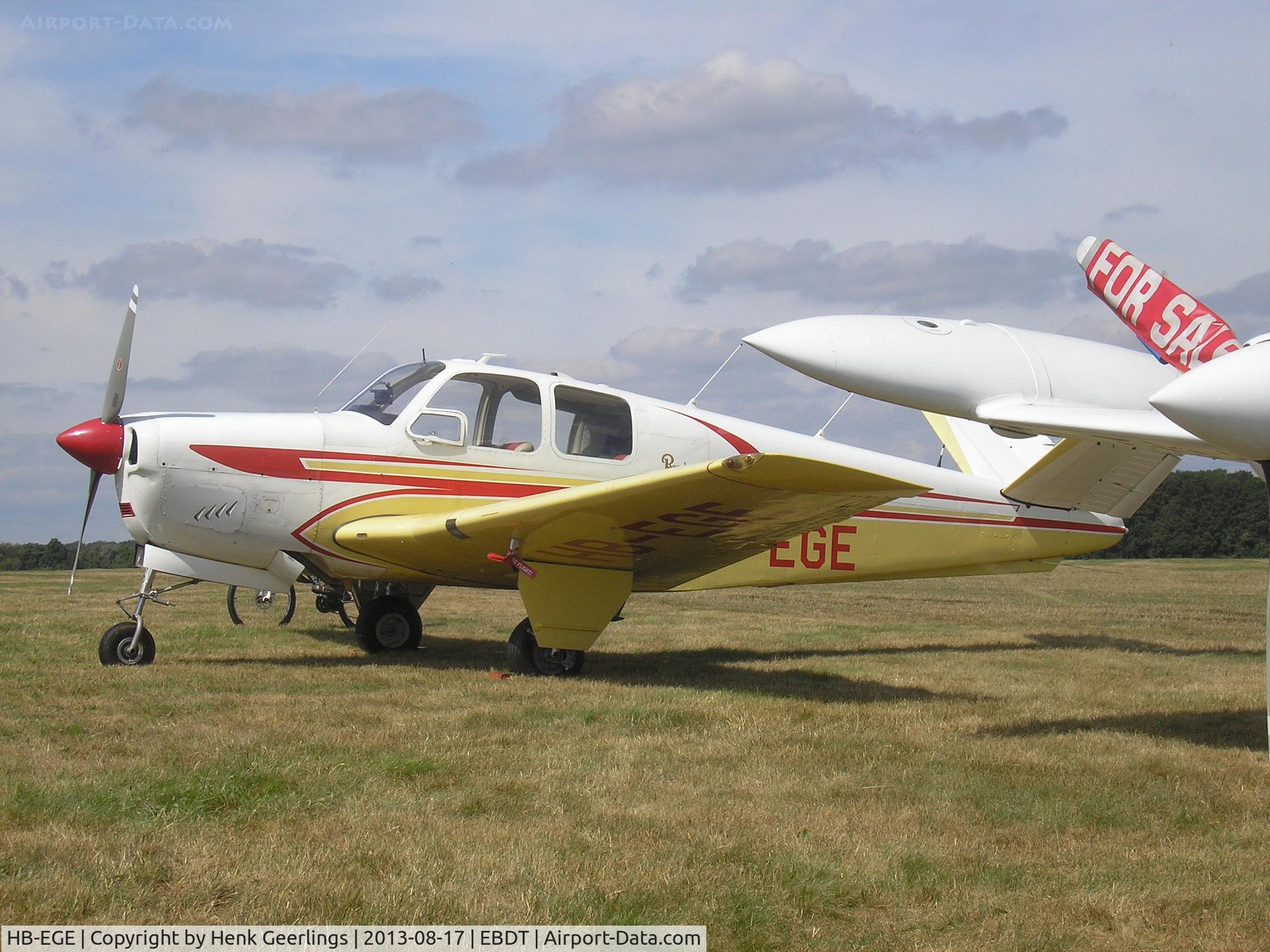 HB-EGE, 1949 Beechcraft A35 Bonanza C/N D-2045, Oldtimer Fly In Schaffen - Diest , Belgium , Aug 2013
