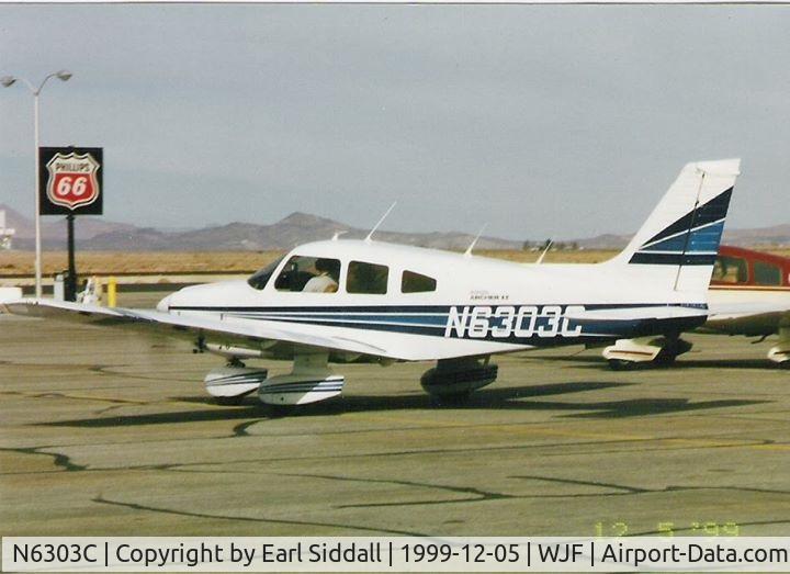 N6303C, 1978 Piper PA-28-181 C/N 28-7890360, My father Earl Siddall shot this photo as I was taxiing out to runway 24 for takeoff. Destination was VGT (North Las Vegas) home base for 03C The aircraft was then owned by the North Las Vegas Flying Club. My brother Richard was riding right seat.
