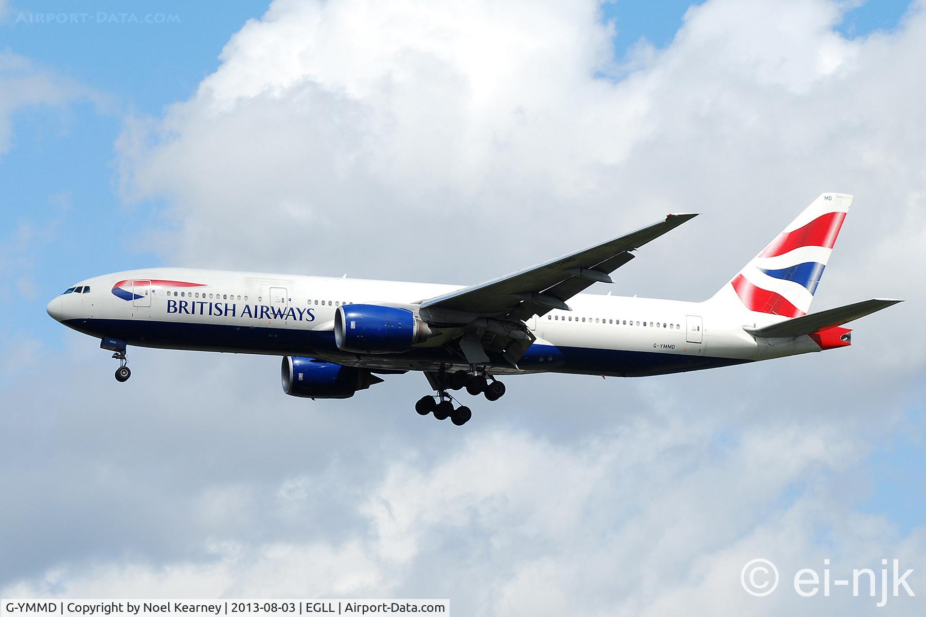 G-YMMD, 2000 Boeing 777-236 C/N 30305, Photographed landing 27R at Heathrow.