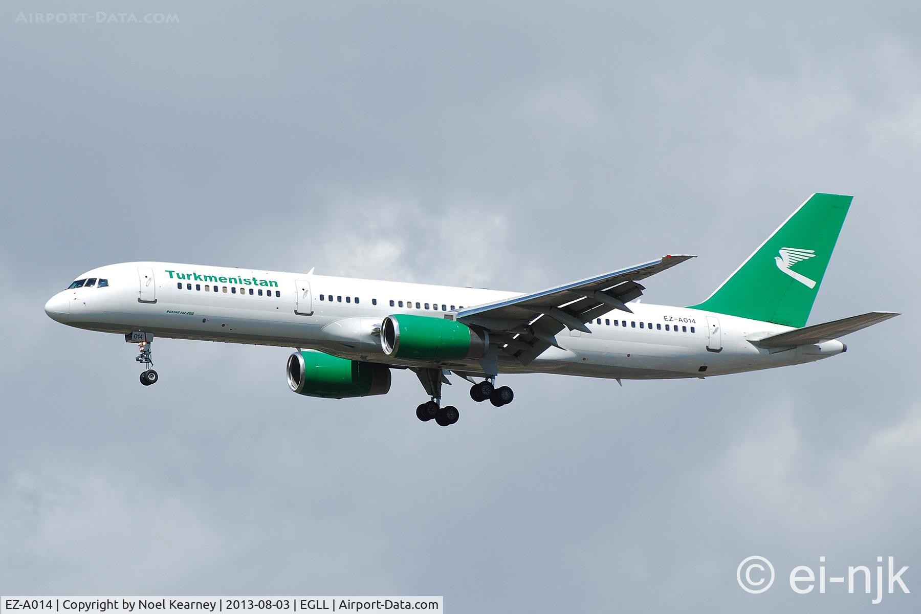 EZ-A014, 2001 Boeing 757-22K C/N 30863, Photographed landing 27R at Heathrow.