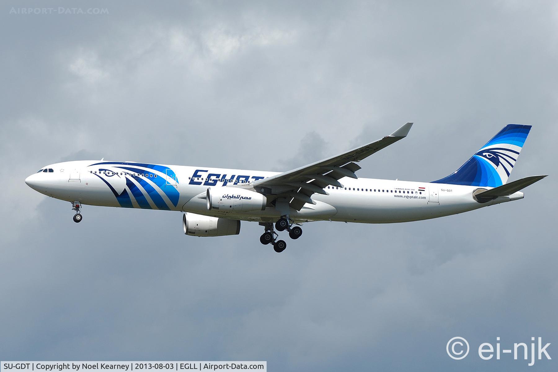 SU-GDT, 2011 Airbus A330-343X C/N 1230, Photographed landing 27R at Heathrow.