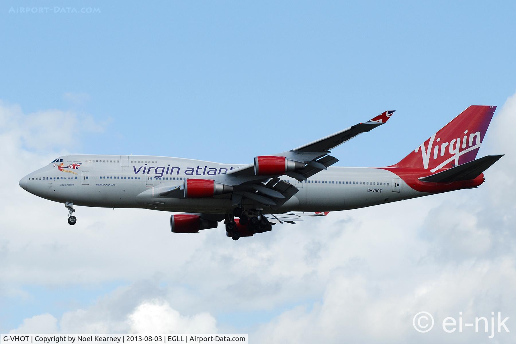 G-VHOT, 1994 Boeing 747-4Q8 C/N 26326, Photographed landing 27R at Heathrow.