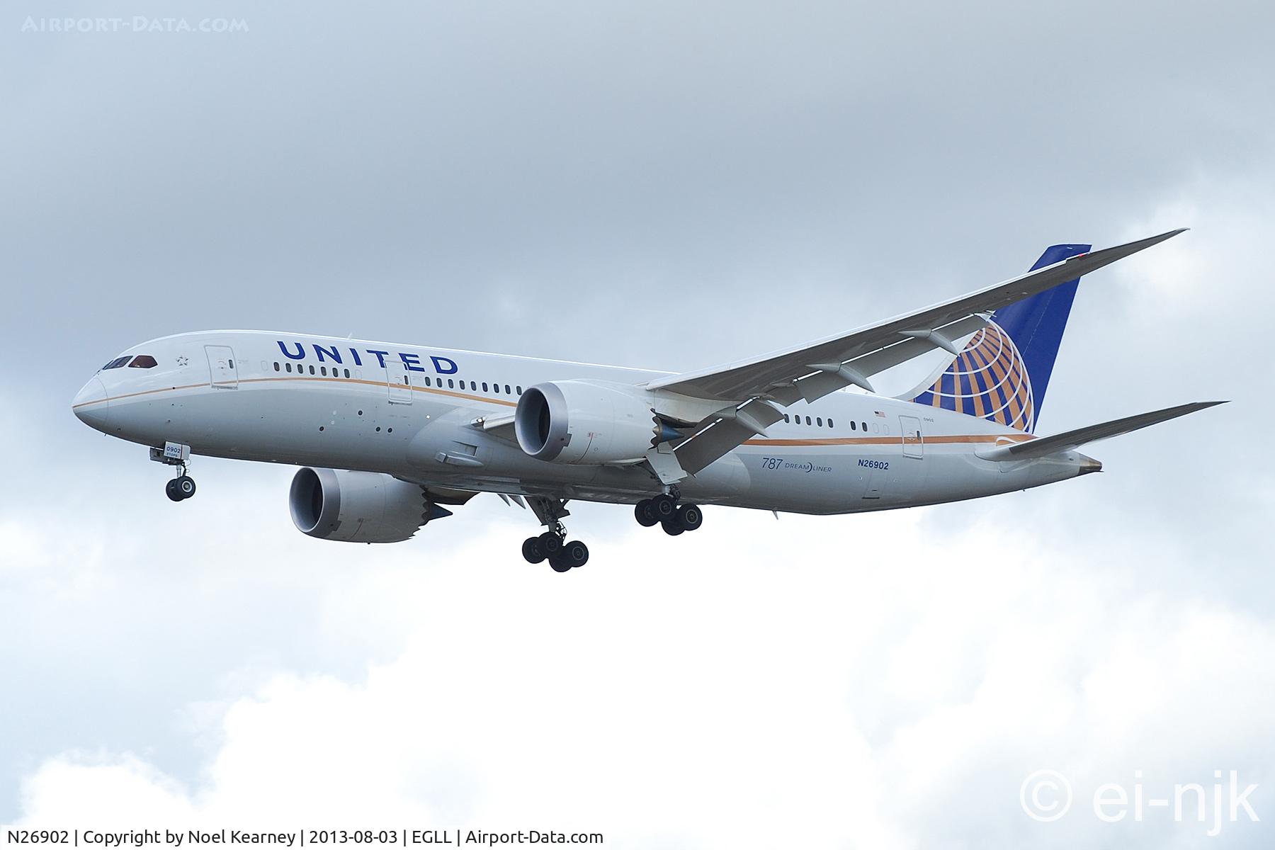 N26902, 2012 Boeing 787-8 Dreamliner C/N 34822, Photographed landing 27R at Heathrow.