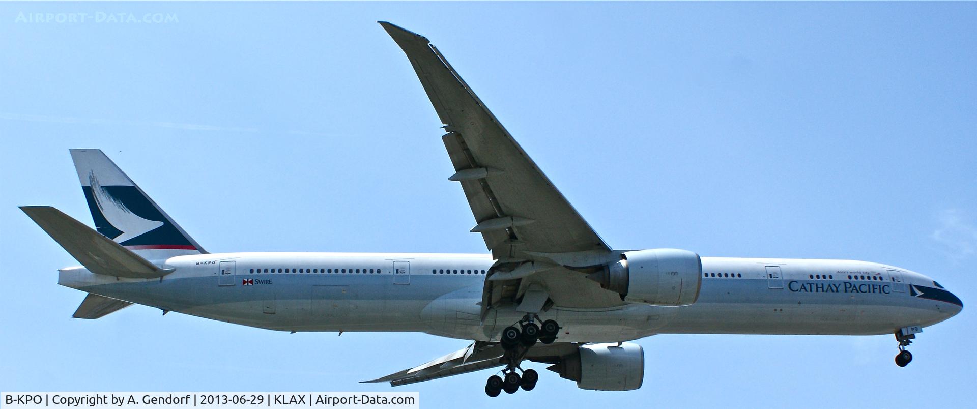 B-KPO, 2009 Boeing 777-367/ER C/N 36160, Cathay Pacific, is arriving from Hong Kong(VHHH) at Los Angeles Int´l(KLAX)