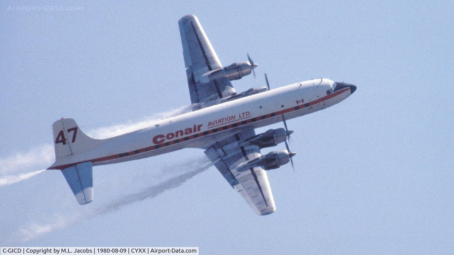 C-GICD, 1958 Douglas DC-6B C/N 45496, 1980 Abbotsford Air Show.  Conair #47 water bomber.