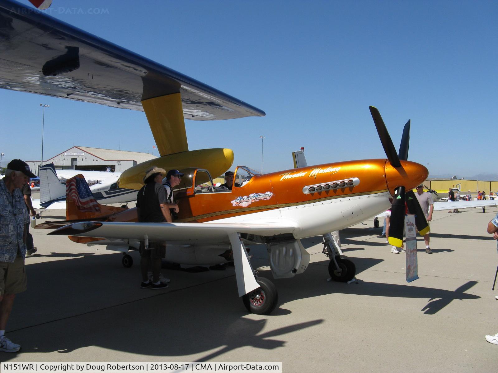 N151WR, 2001 Papa 51 Thunder Mustang C/N 24, 2001 Balz TM-1 THUNDER MUSTANG 'Cloud Chaser', Falconer V-12 640 Hp, engine rpm gear reduction 2.8/1 to four-blade constant speed MT prop, 75% scale carbon fiber P-51, always a big popular attraction