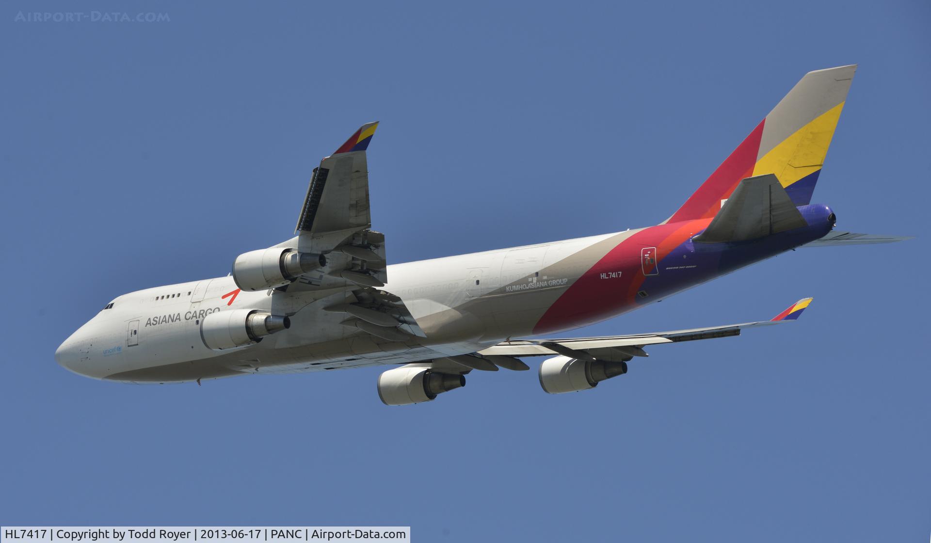 HL7417, 1993 Boeing 747-48EM(BDSF) C/N 25779, Departing Anchorage