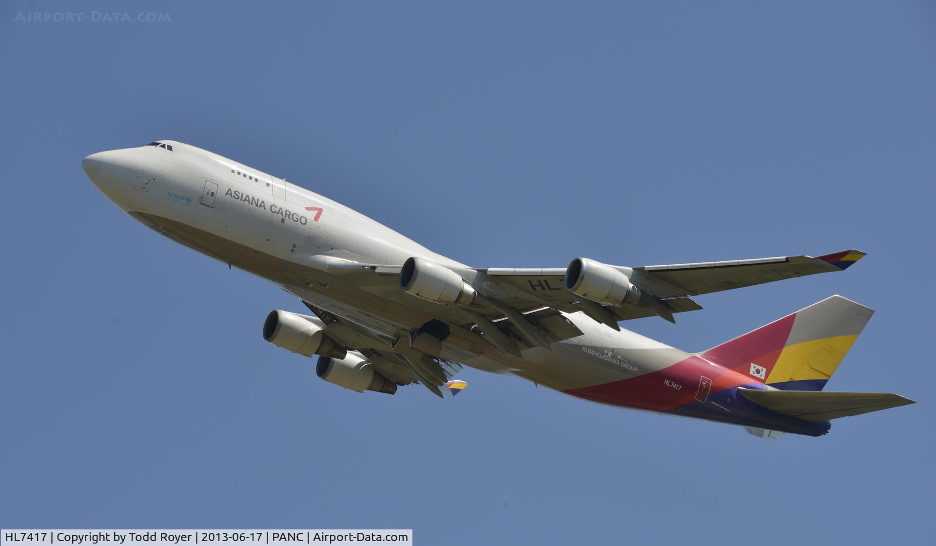 HL7417, 1993 Boeing 747-48EM(BDSF) C/N 25779, Departing Anchorage