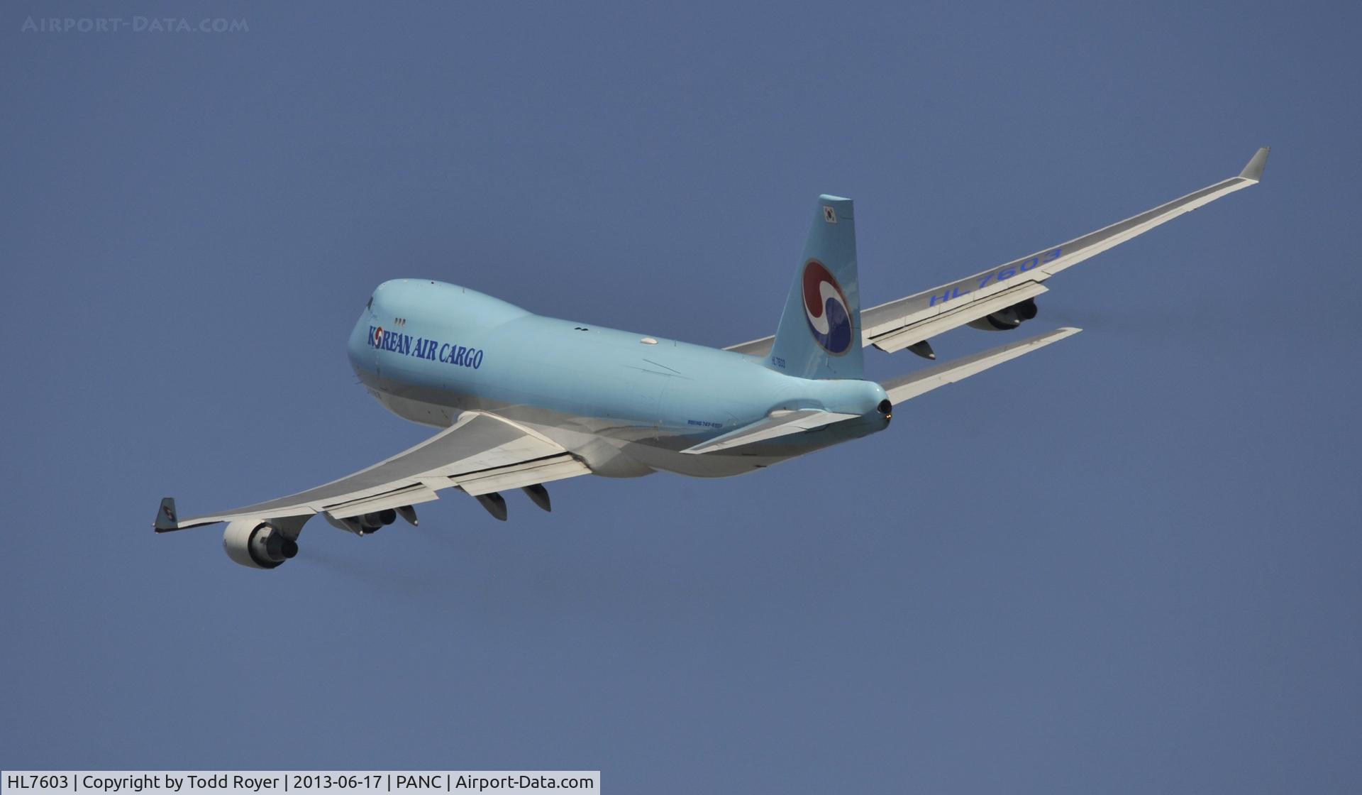 HL7603, 2005 Boeing 747-4B5F/ER/SCD C/N 34302, Departing Anchorage