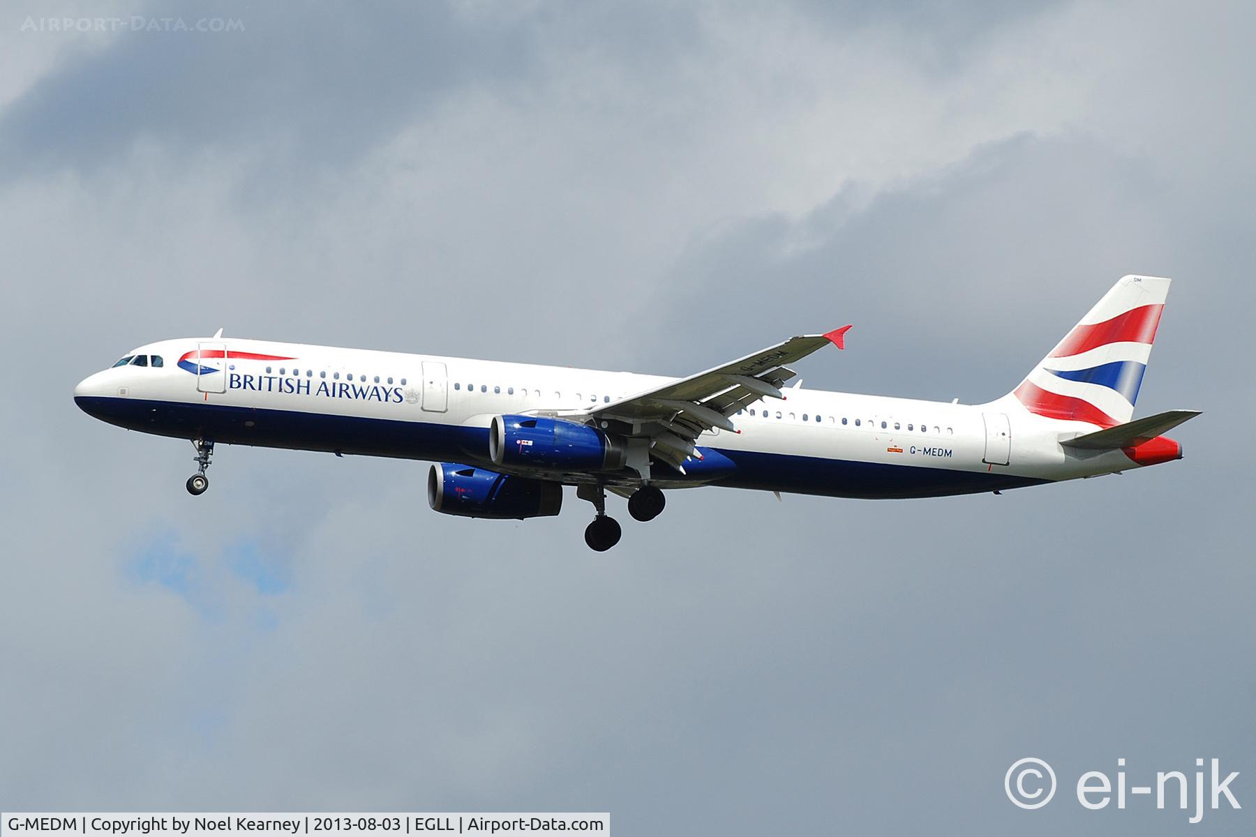 G-MEDM, 2006 Airbus A321-231 C/N 2799, Photographed landing 27R at Heathrow.
