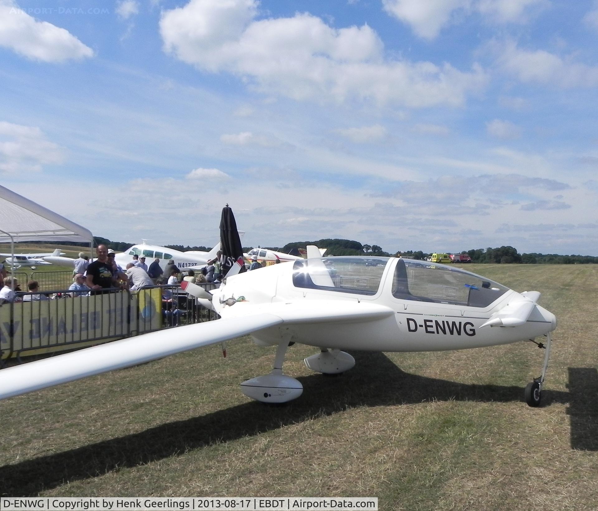 D-ENWG, 1988 Gyroflug SC-01 Speed Canard C/N S-40, Schaffen - Diest Belgium. Oldtimer Fly In , Aug 2013   Registration letters changed from big to small letters.