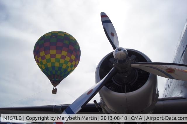 N157LB, 2001 Arbc Inc Dba Lindstrand 90A C/N 5152, Balloon tether behind Clay Lacy's DC3, CMA Airshow