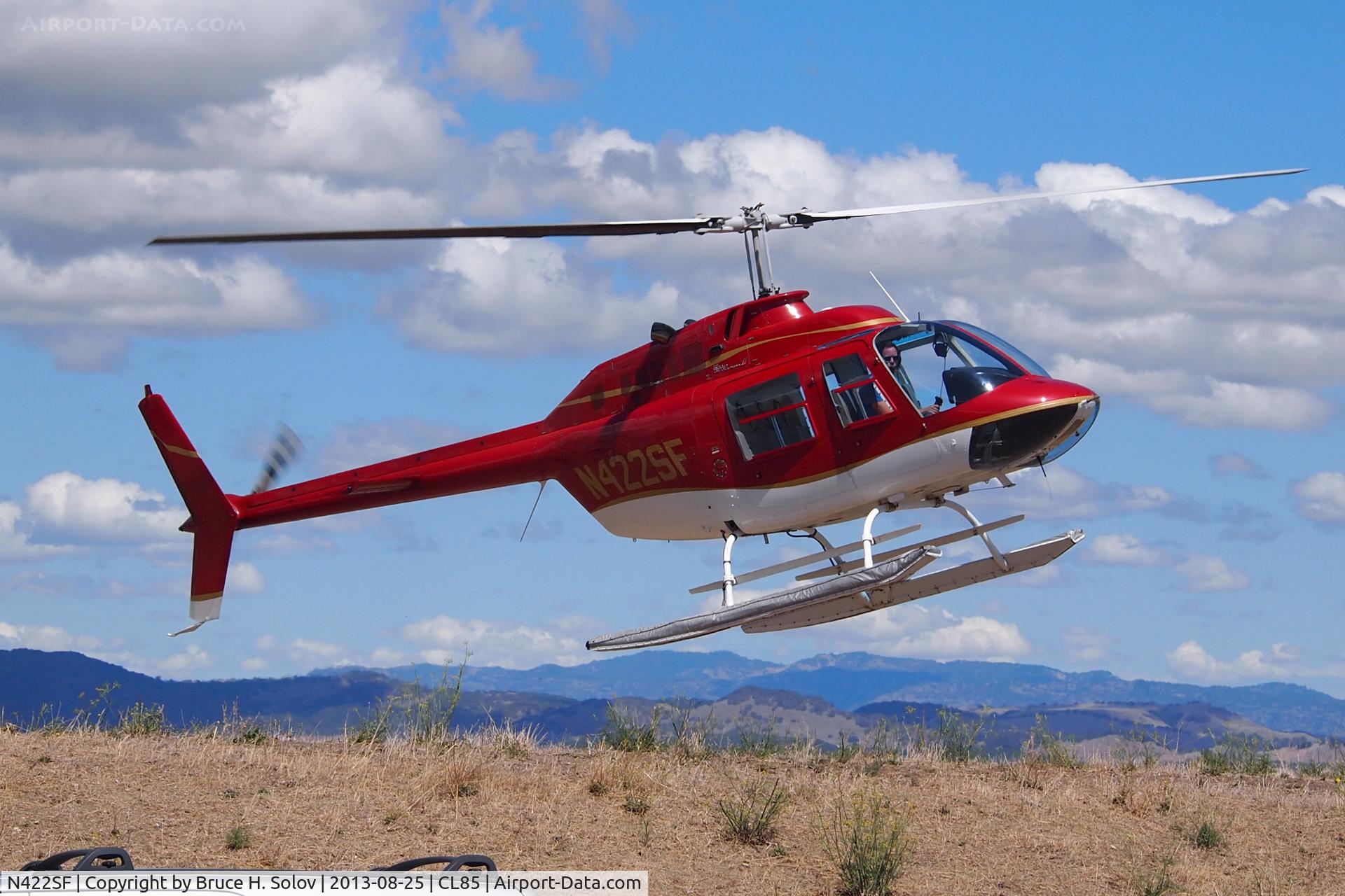 N422SF, 1973 Bell 206B JetRanger C/N 1093, landing at Sonoma Speedway