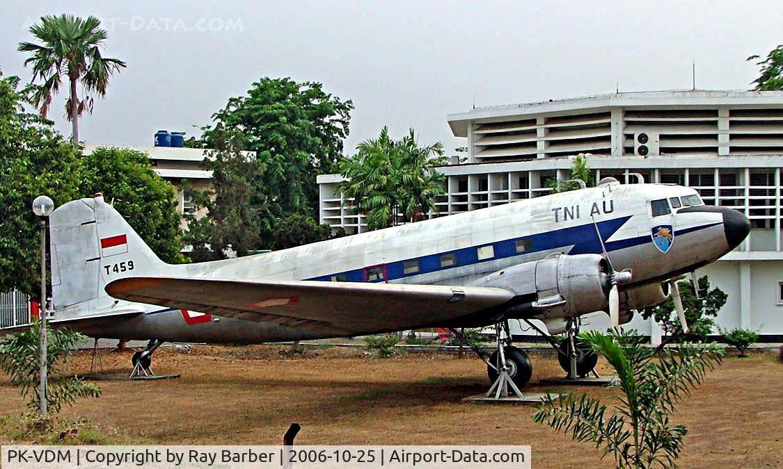 PK-VDM, 1943 Douglas DC-3 (C-47A-30-DL) C/N 9551, Douglas DC-3C-47A-30-DL [9551] Jakarta-Saryanto~PK 25/10/2006. Displayed outside the Ministry of Defence building.