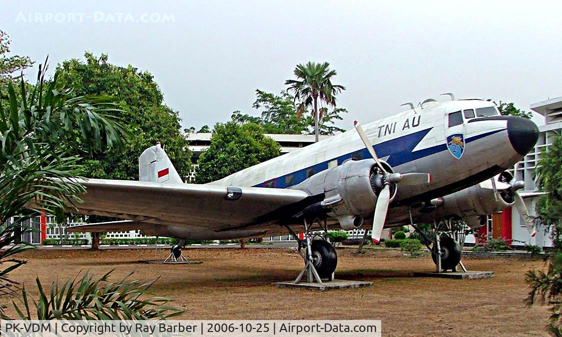 PK-VDM, 1943 Douglas DC-3 (C-47A-30-DL) C/N 9551, Douglas DC-3C-47A-30-DL [9551] Jakarta-Saryanto~PK 25/10/2006. Displayed outside the Ministry of Defence building.