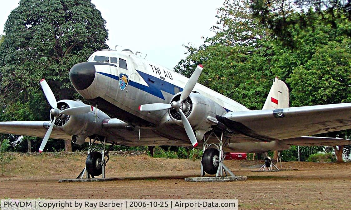 PK-VDM, 1943 Douglas DC-3 (C-47A-30-DL) C/N 9551, Douglas DC-3C-47A-30-DL [9551] Jakarta-Saryanto~PK 25/10/2006. Displayed outside the Ministry of Defence building.