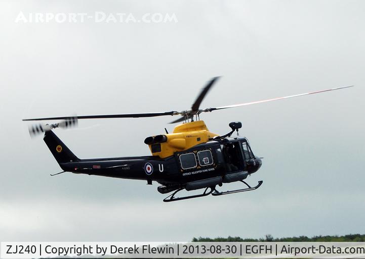 ZJ240, 1997 Bell 412EP Griffin HT1 C/N 36163, Griffin HT1 coded U seen departing EGFH RTB RAF Valley Anglsey.