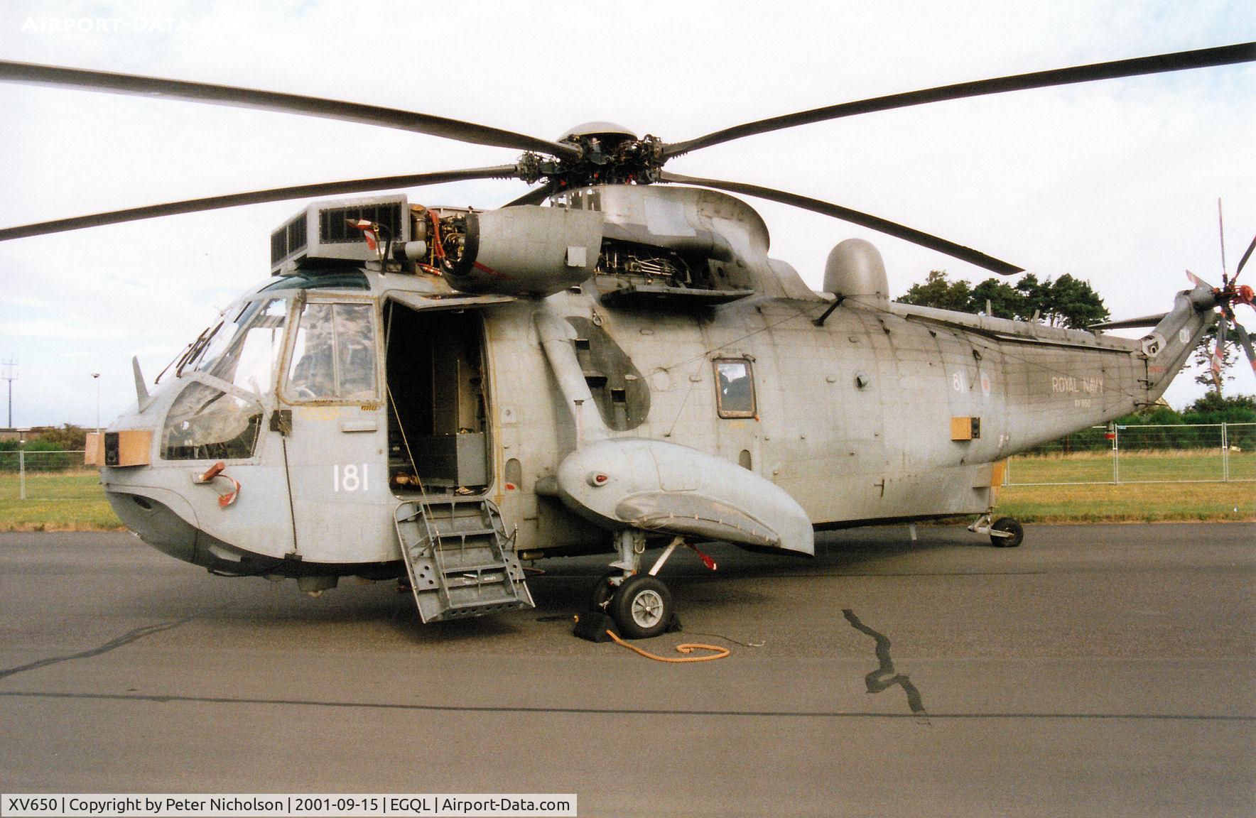 XV650, 1969 Westland Sea King AEW.2A C/N WA638, Sea King AEW.2, callsign Navy 817, of 849 Squadron on display at the 2001 RAF Leuchars Airshow.