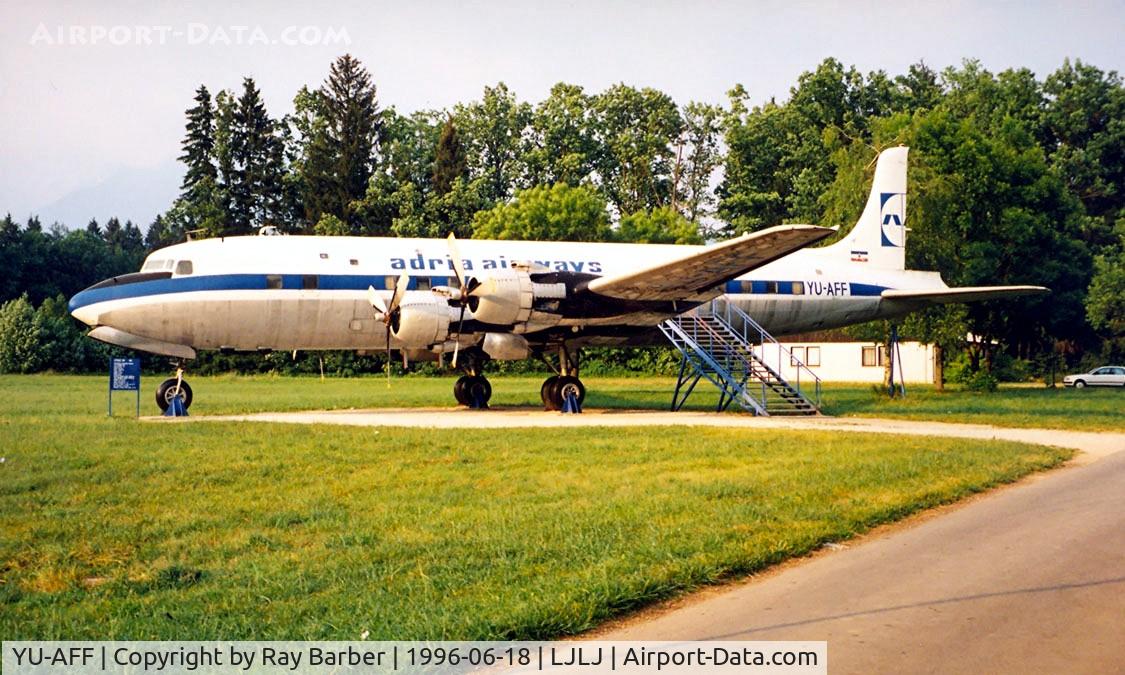 YU-AFF, 1952 Douglas DC-6B C/N 43553, Douglas DC-6B [43553] (Adria Airways) Ljubljana~S5 18/06/1996